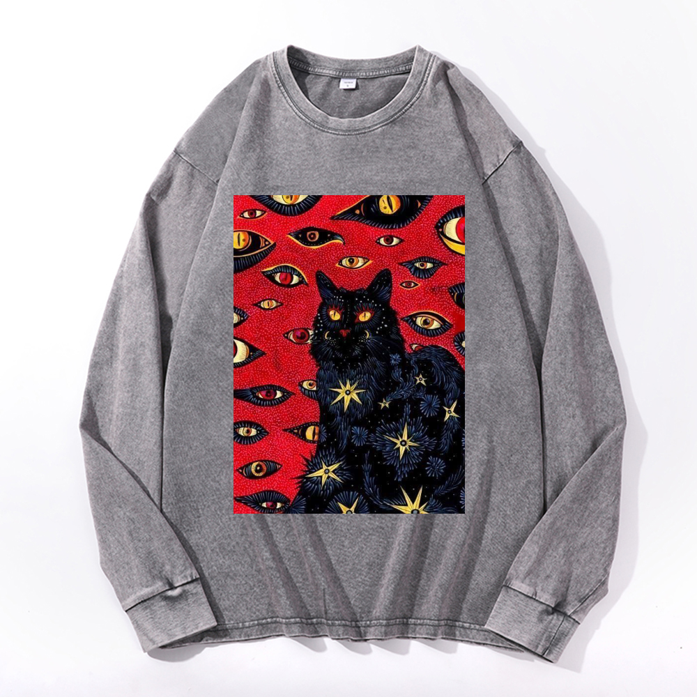 Vintage Cotton Wash Crewneck Long-Sleeve T-Shirt