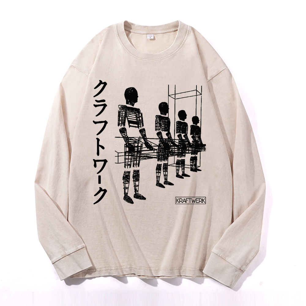 KRAFTWERK Vintage Cotton Wash Long-sleeve T-shirt
