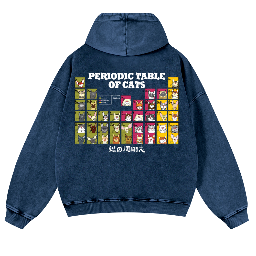 Periodic Table of Cats Vintage Washed Cotton Back Art Hoodie