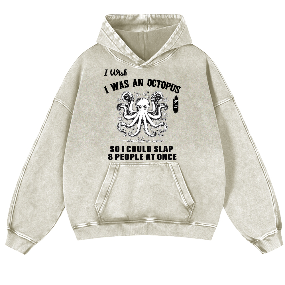 Octopus Vintage Washed Thick Cotton Hoodie