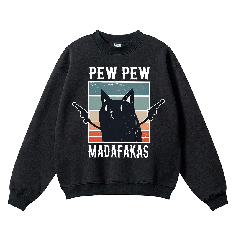Madafakas Cat Vintage Cotton Blend Crewneck Sweatshirt