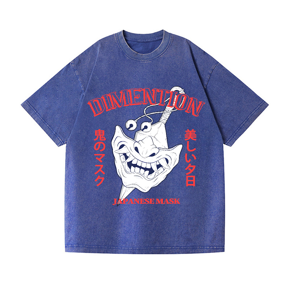 Mask Vintage Wash Japanese Design T-Shirt