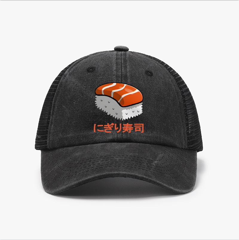 Sushi Cat Salmon Vintage Cotton Breathable Hat