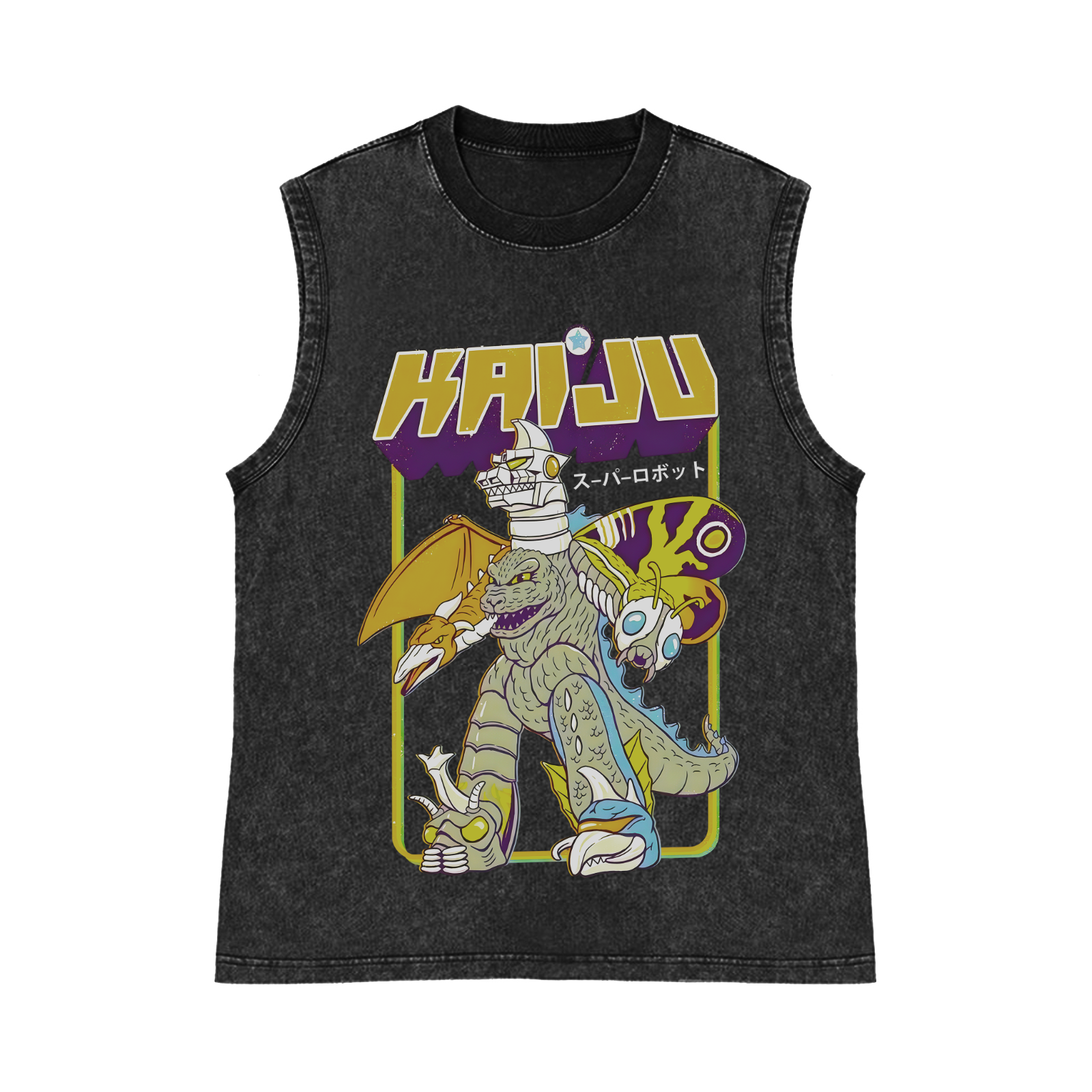 Kaiju Monster Pure Cotton Wash-Dyed Sleeveless Tank Top