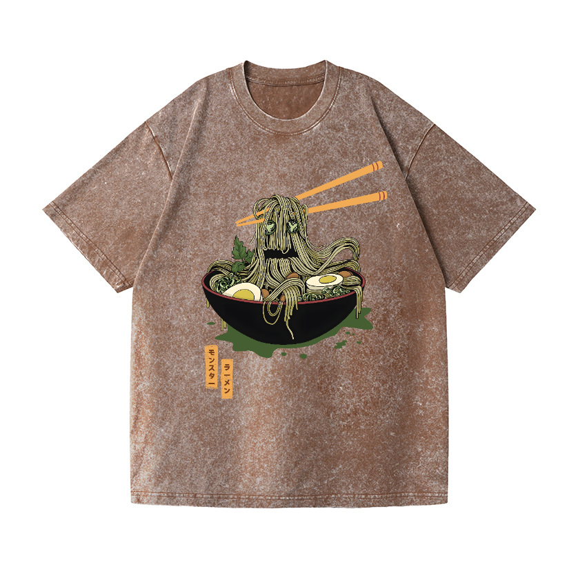 Ramen Monster Vintage Wash Japanese Design T-Shirt
