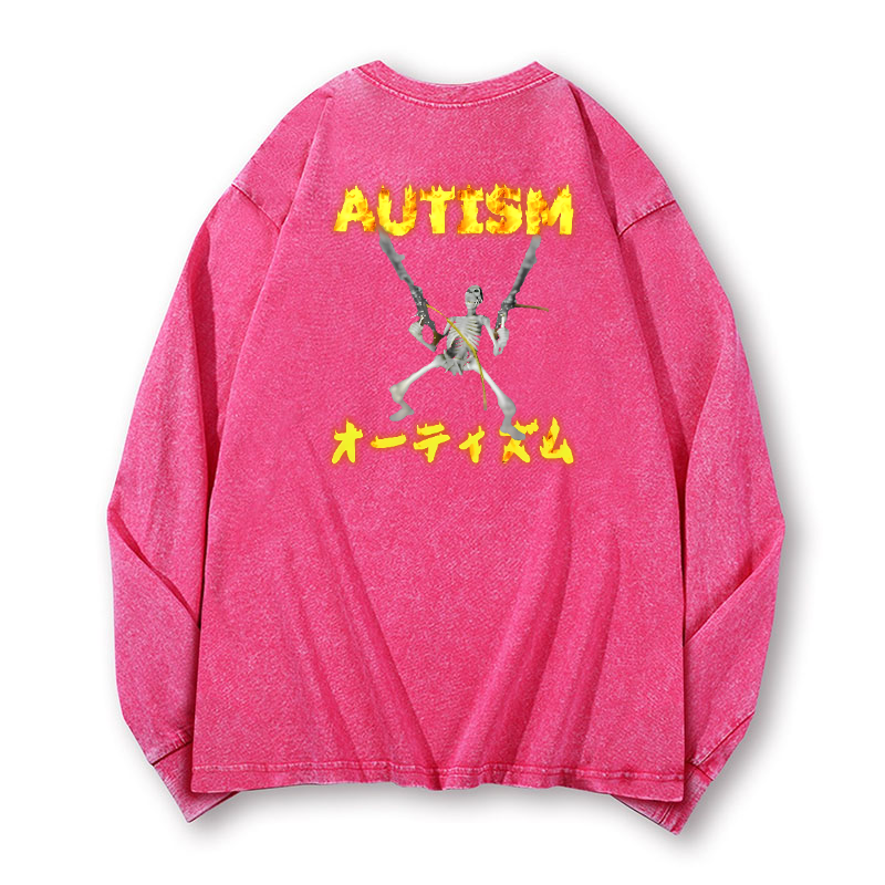 Autism Vintage Washed Cotton Back Art Long-sleeve T-shirt
