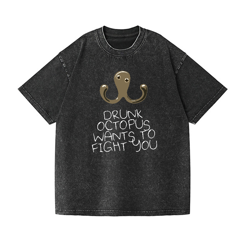 Drunken Octopus Vintage Wash Japanese Design T-Shirt