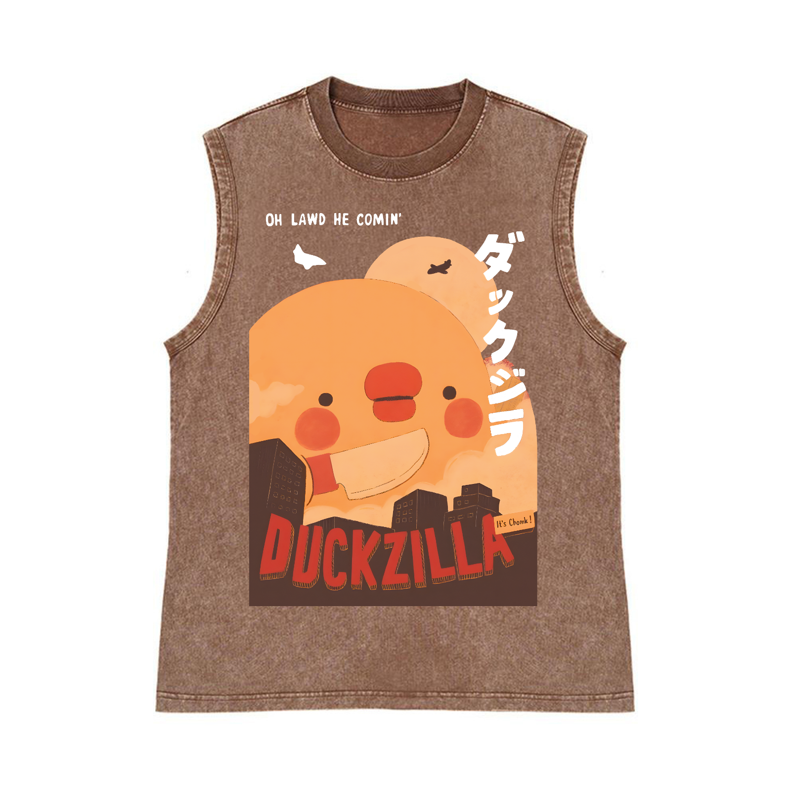 Duck Kaiju Pure Cotton Wash-Dyed Sleeveless Tank Top