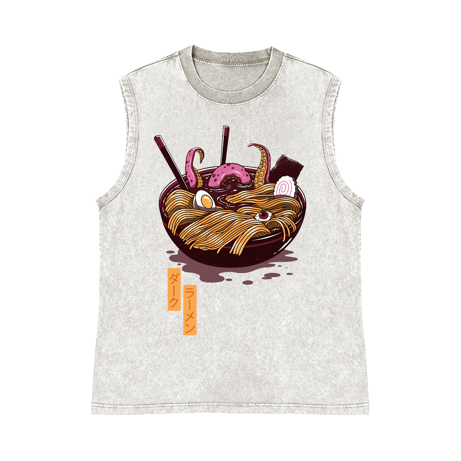 Monster Ramen Pure Cotton Wash-Dyed Sleeveless Tank Top