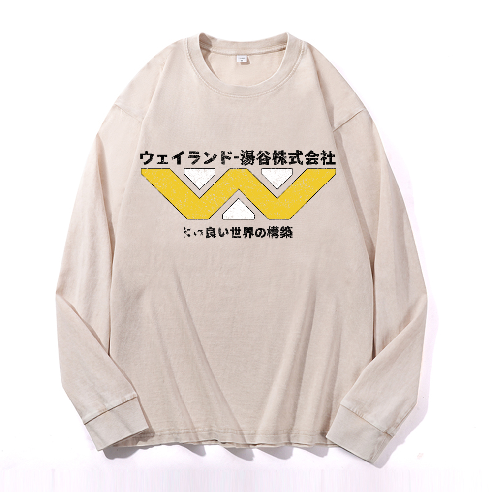 Weyland Yutani  Vintage Cotton Wash Crewneck Long-Sleeve T-Shirt