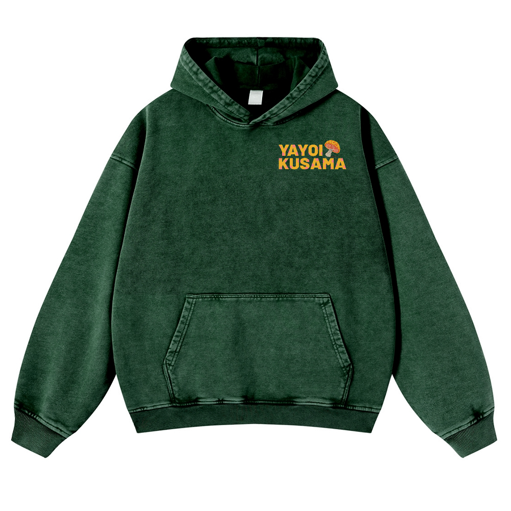 Yayoi Kusama Mushroom Vintage Washed Cotton Back Art Hoodie