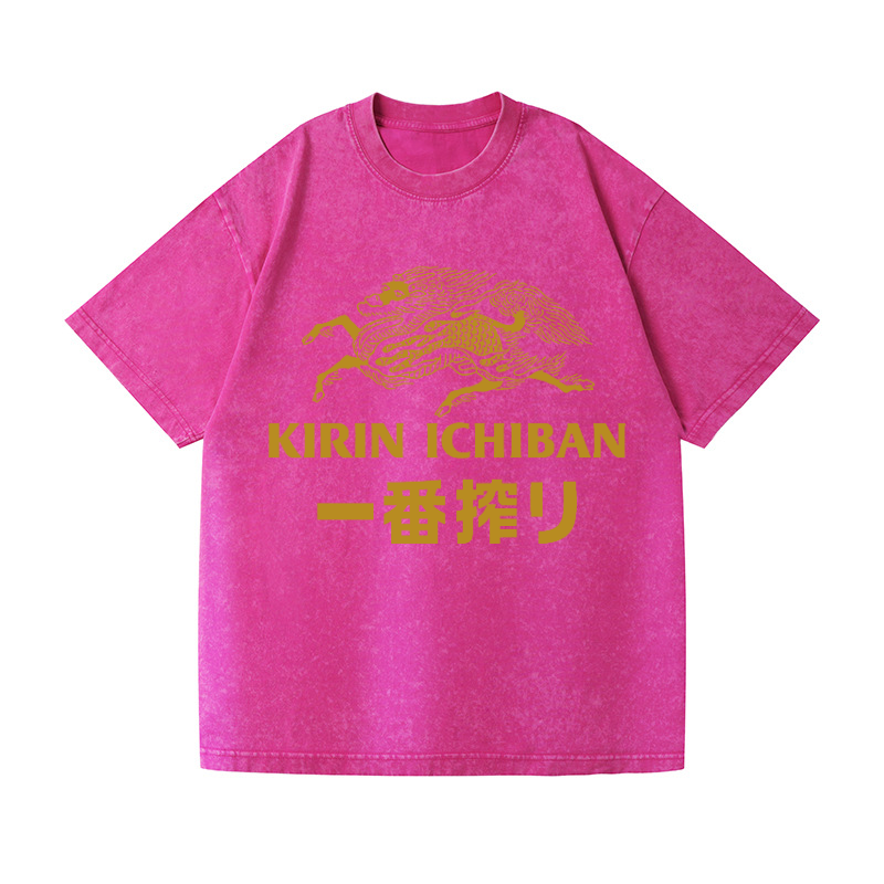 Kirin Ichiban Brewery Beer Vintage Wash Japanese Design T-Shirt