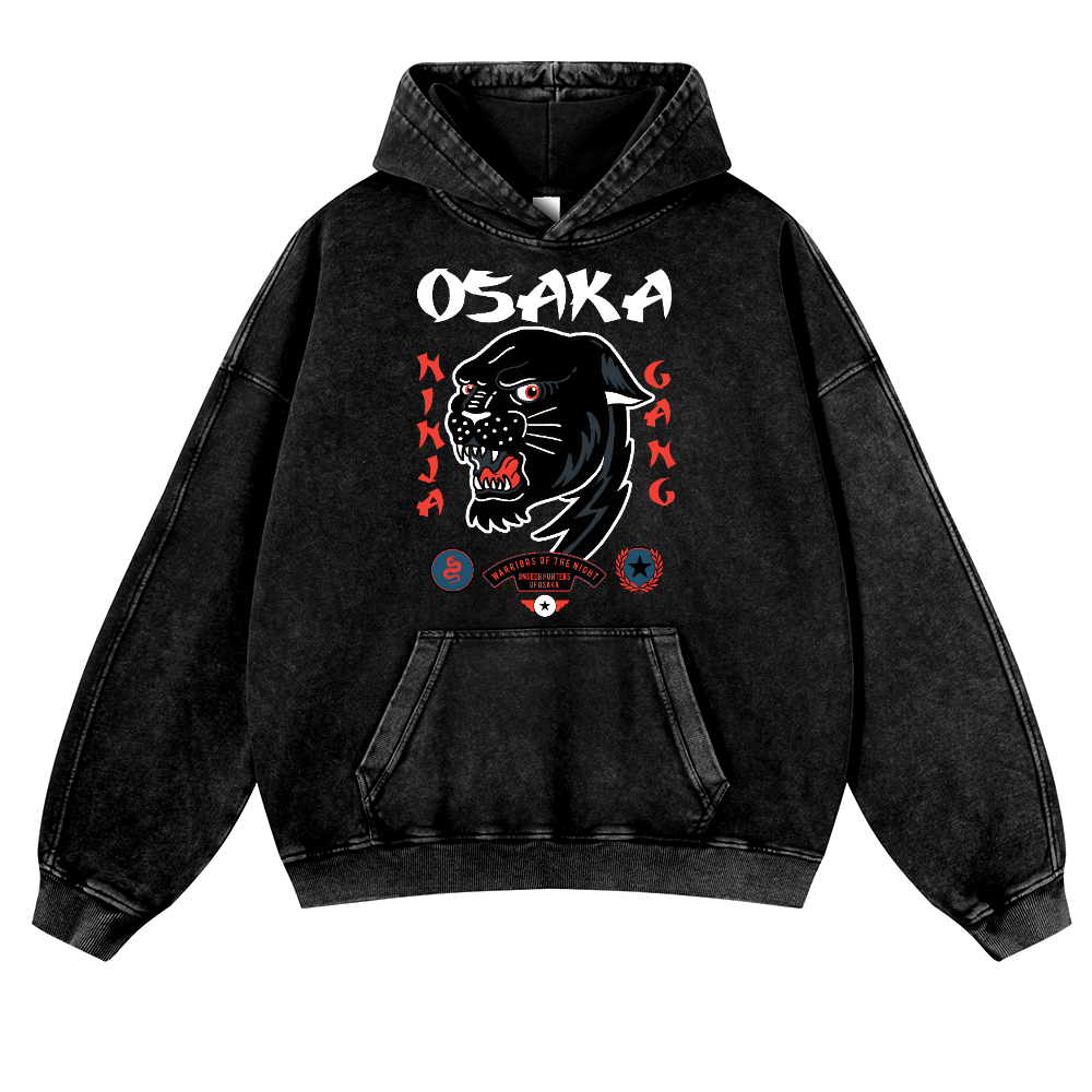 Osaka Panther Vintage Washed Thick Cotton Hoodie