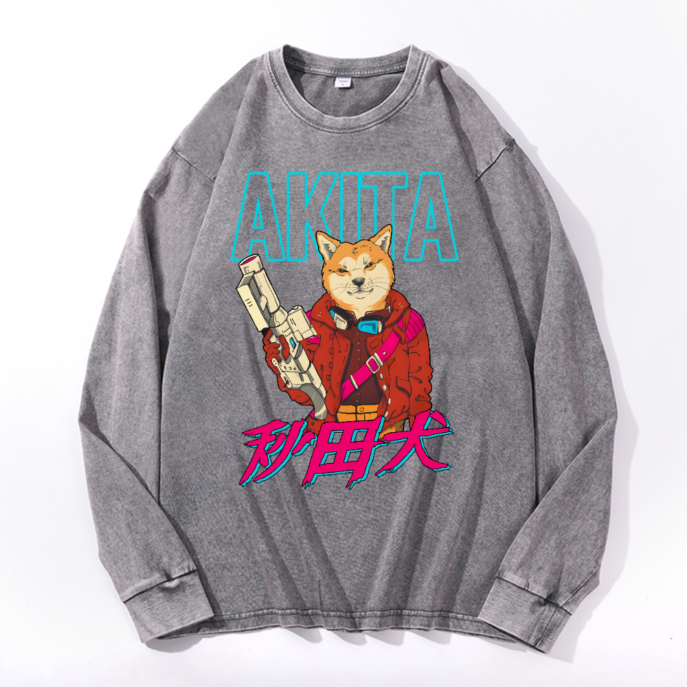 Akita Vintage Cotton Wash Crewneck Long-Sleeve T-Shirt