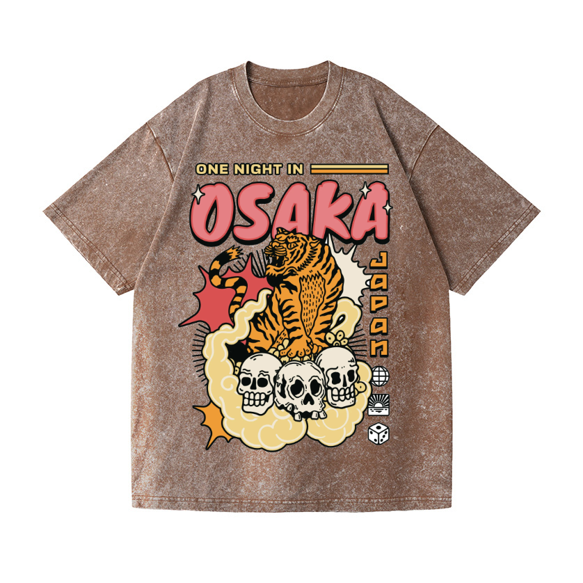 One Night in Osaka Tiger Vintage Wash Japanese Design T-Shirt