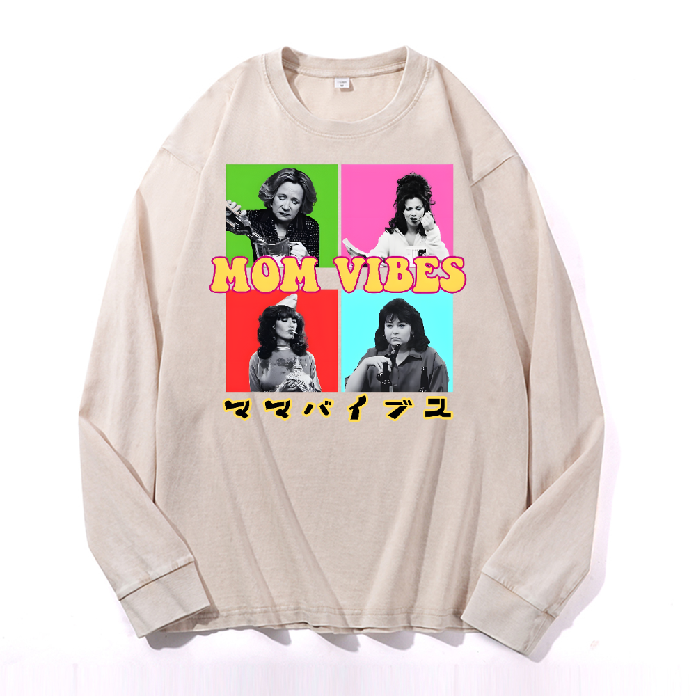 Mother's Day Vintage Cotton Wash Long-sleeve T-shirt