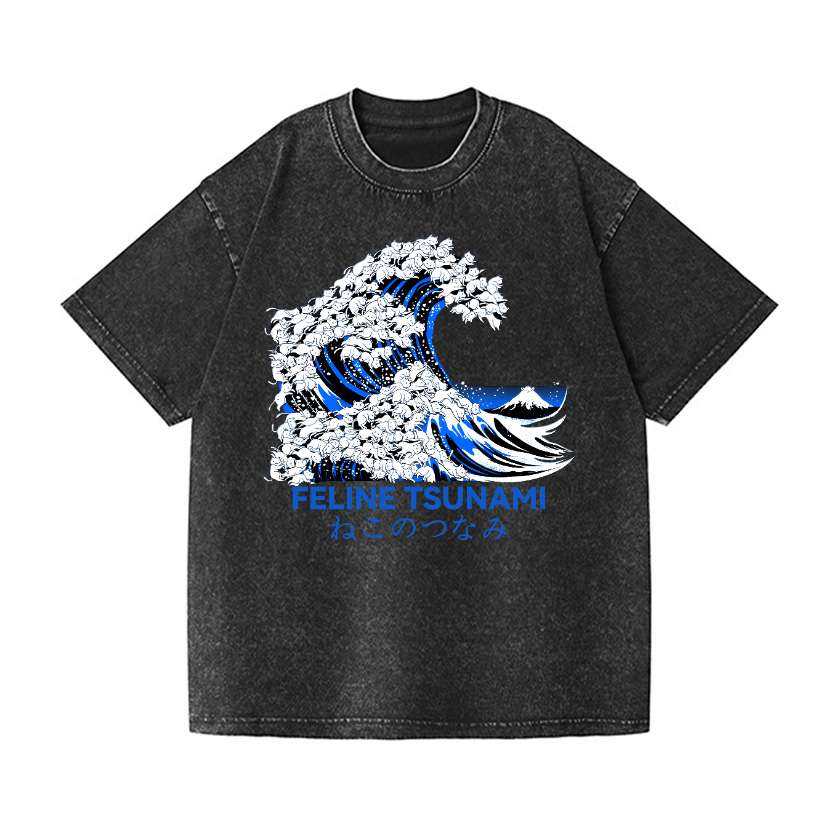 Ukiyoe Wave Vintage Wash Japanese Design T-Shirt