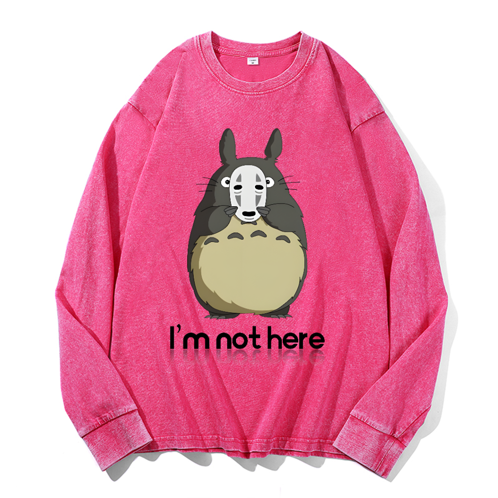 Ghibli Totoro No Face kaonashi Vintage Cotton Wash Long-sleeve T-shirt