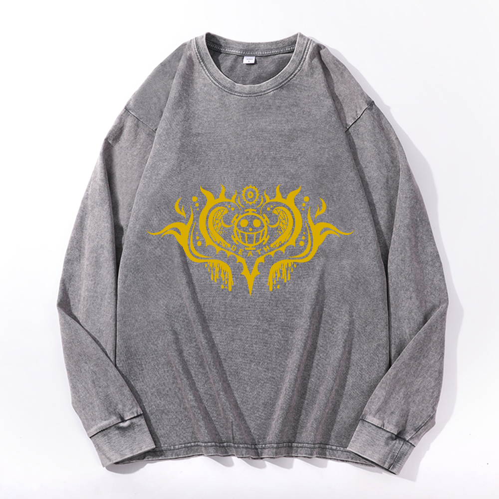 Vintage Cotton Wash Crewneck Long-Sleeve T-Shirt