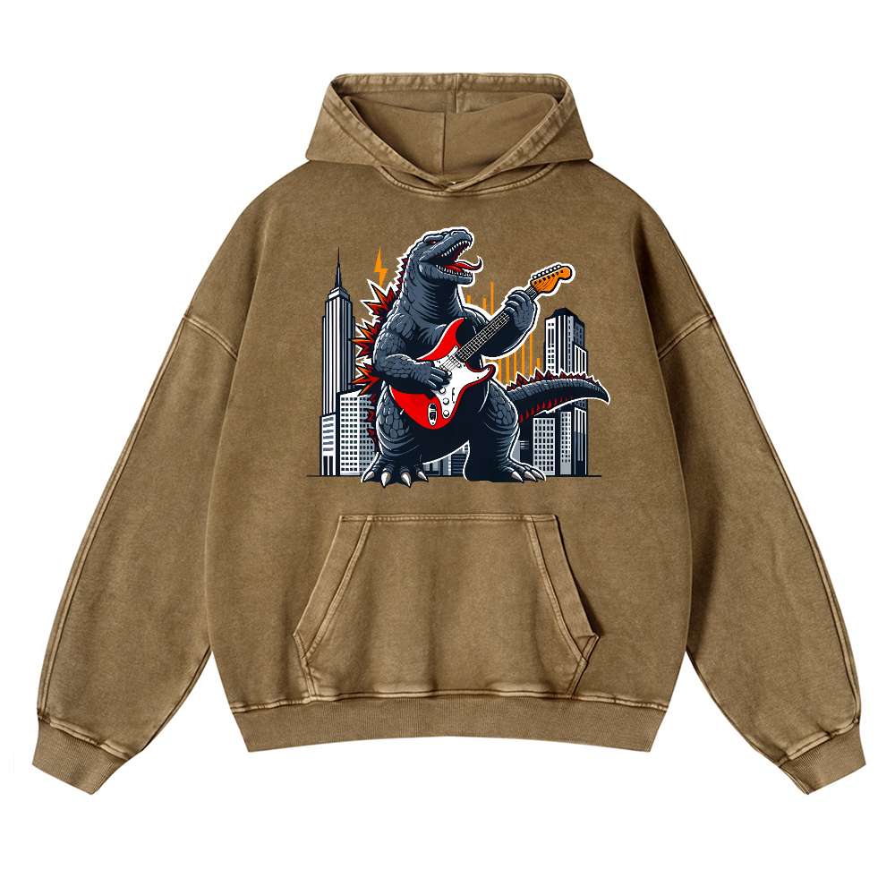 Rock Kaiju Vintage Washed Thick Cotton Hoodie