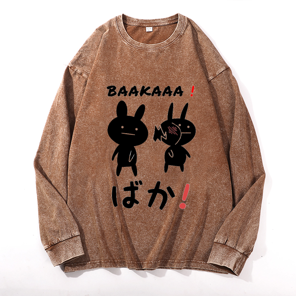 Vintage Cotton Wash Crewneck Long-Sleeve T-Shirt