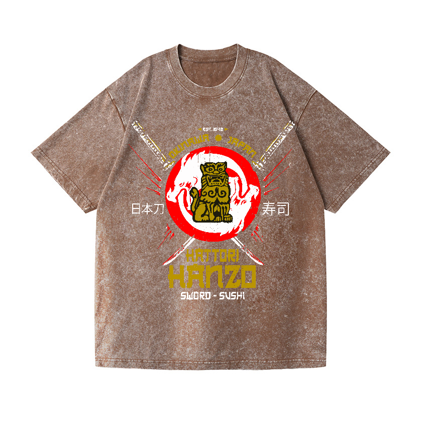 Hattori Hanzo Komainu Okinawa Japan Vintage Wash Japanese Design T-Shirt