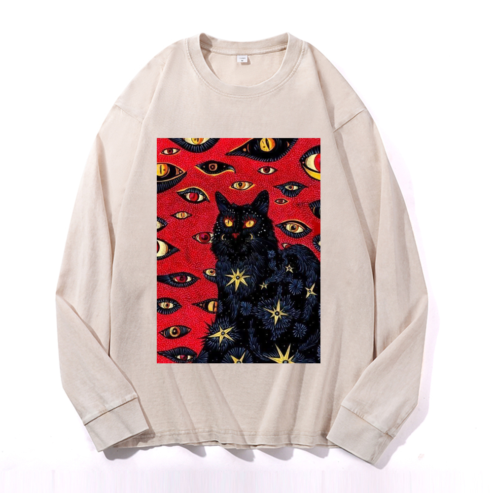Vintage Cotton Wash Crewneck Long-Sleeve T-Shirt