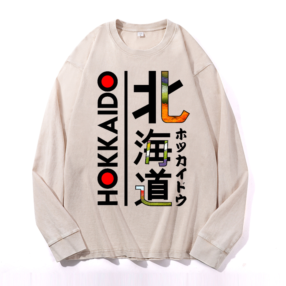 Hokkaido Vintage Cotton Wash Crewneck Long-Sleeve T-Shirt