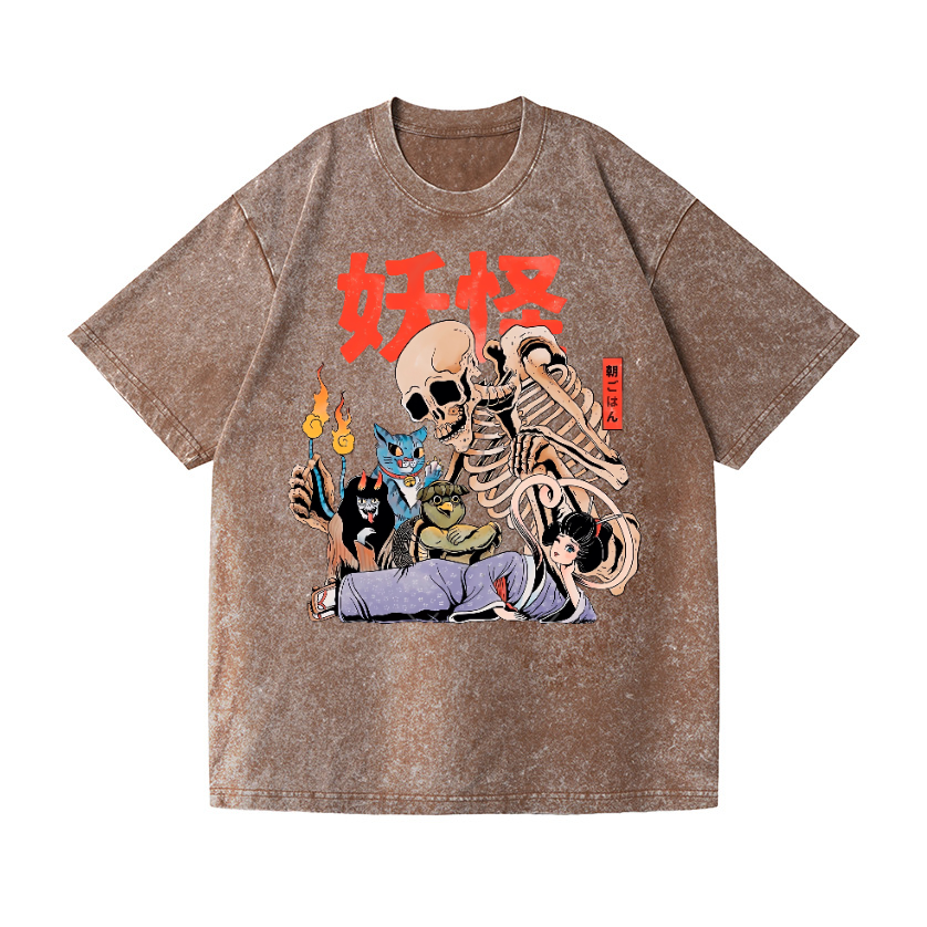 A Mysterious Group of Japanese Yokai Vintage Wash Japanese Design T-Shirt