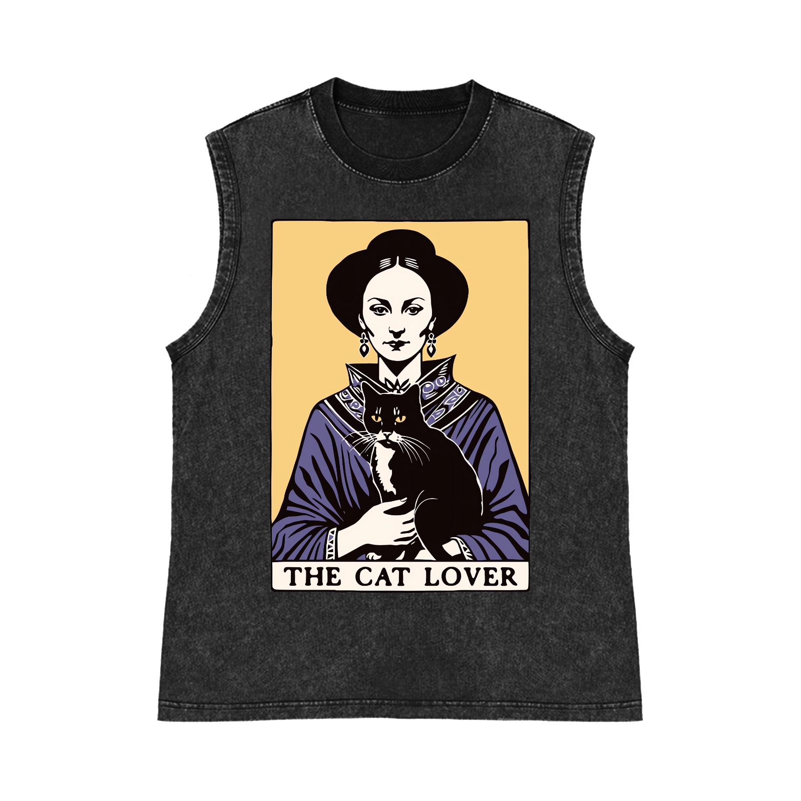The Cat Lover Pure Cotton Wash-Dyed Sleeveless Tank Top
