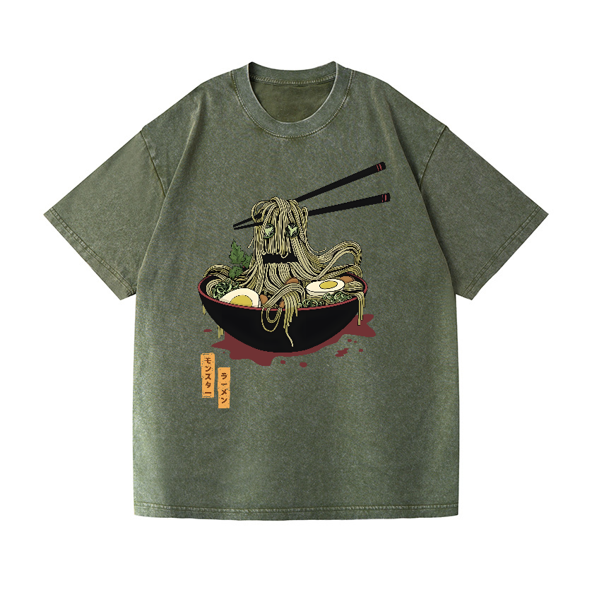 Ramen Monster Vintage Wash Japanese Design T-Shirt