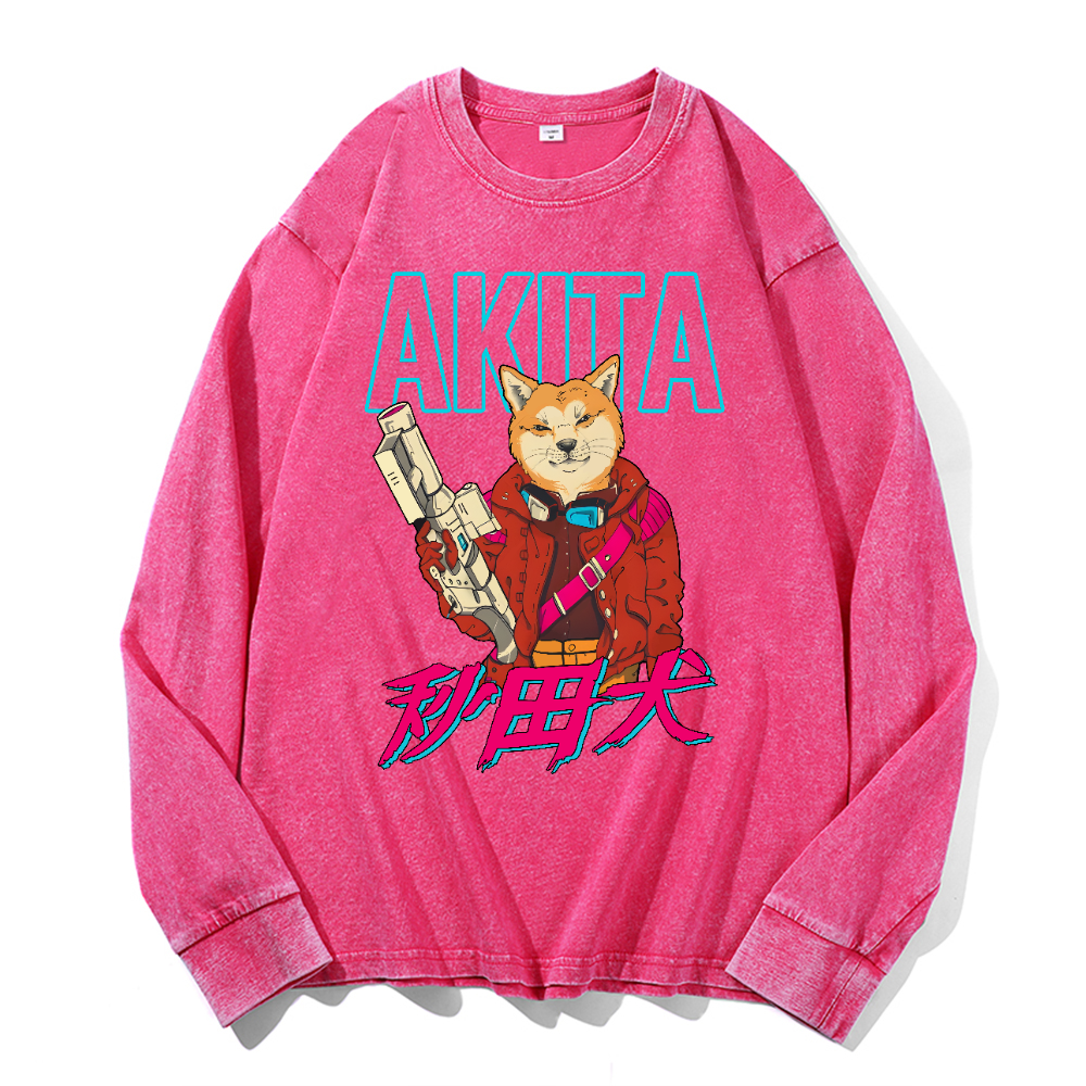 Akita Vintage Cotton Wash Crewneck Long-Sleeve T-Shirt
