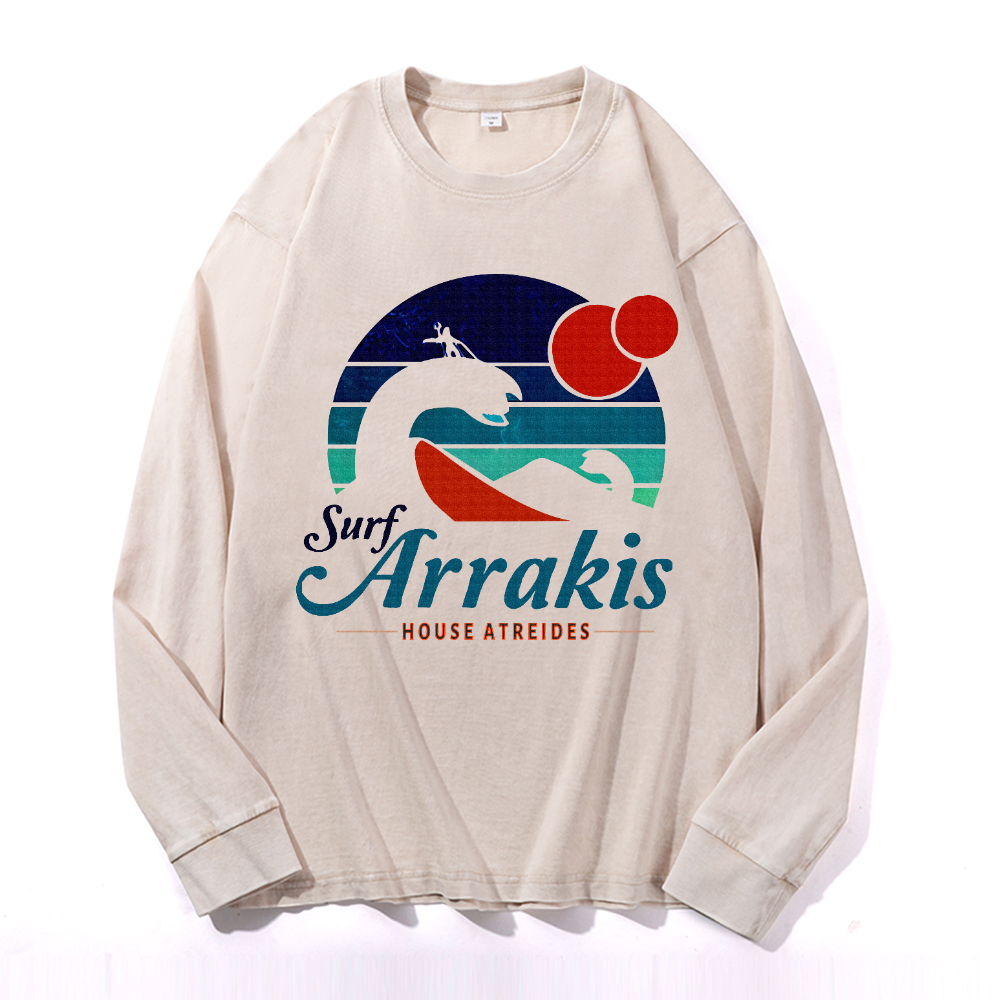 Vintage Cotton Wash Crewneck Long-Sleeve T-Shirt