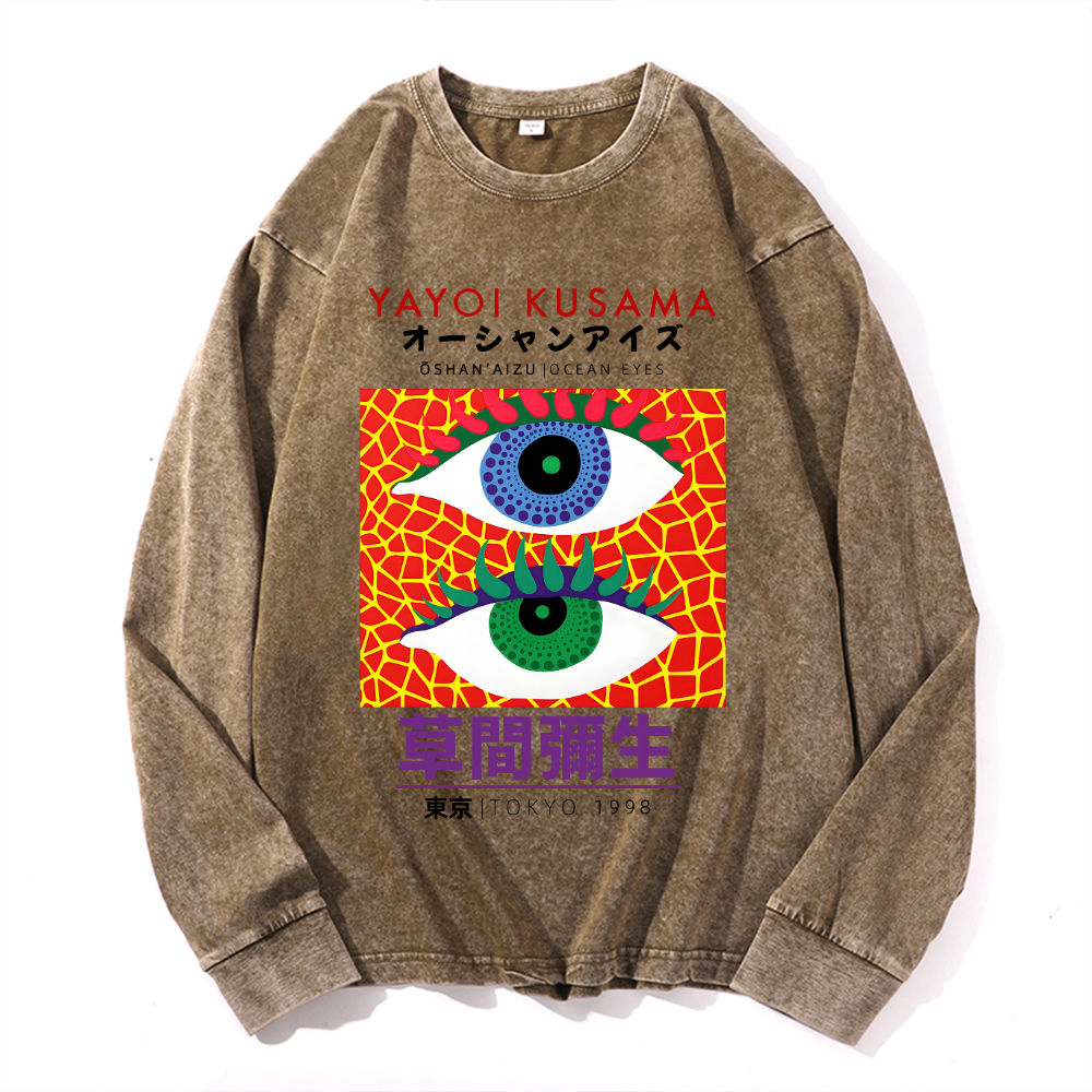 Yayoi Kusama Vintage Cotton Wash Crewneck Long-Sleeve T-Shirt