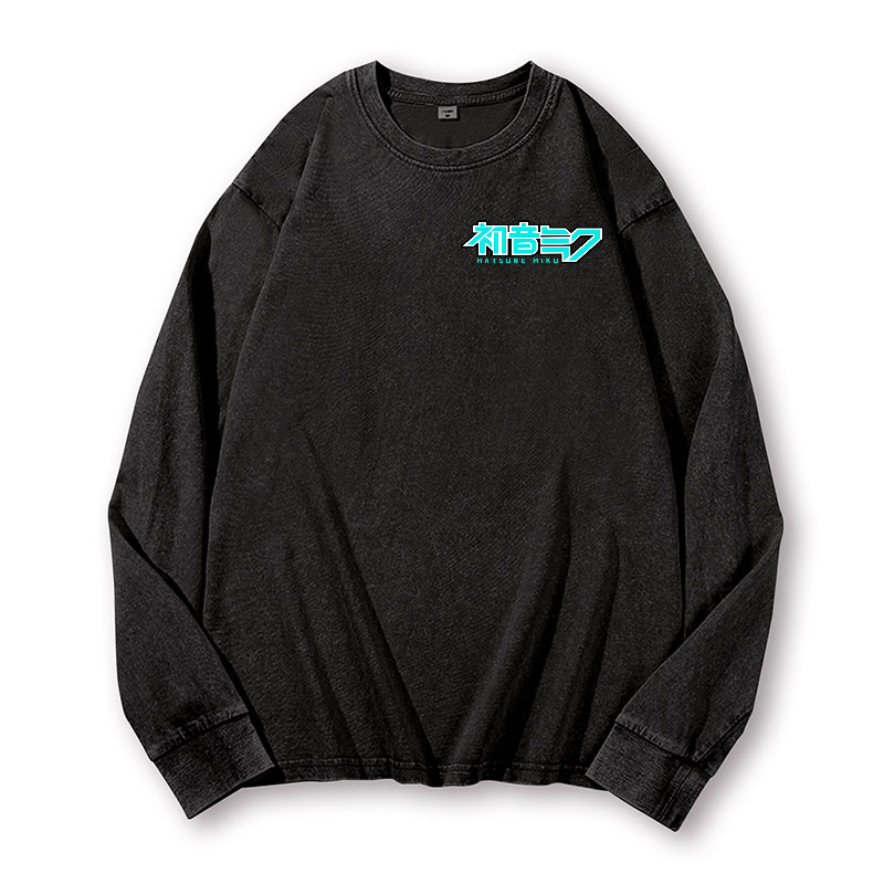 Hatsune Miku Vintage Washed Cotton Back Art Long-sleeve T-shirt