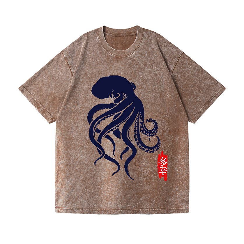 Octopus Vintage Wash Japanese Design T-Shirt