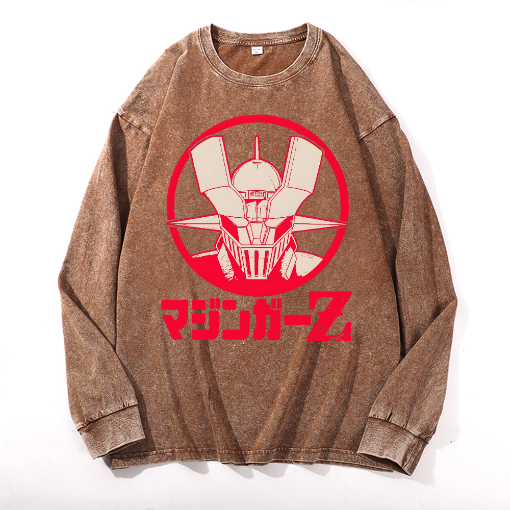 Mazinger Z Vintage Cotton Wash Long-sleeve T-shirt