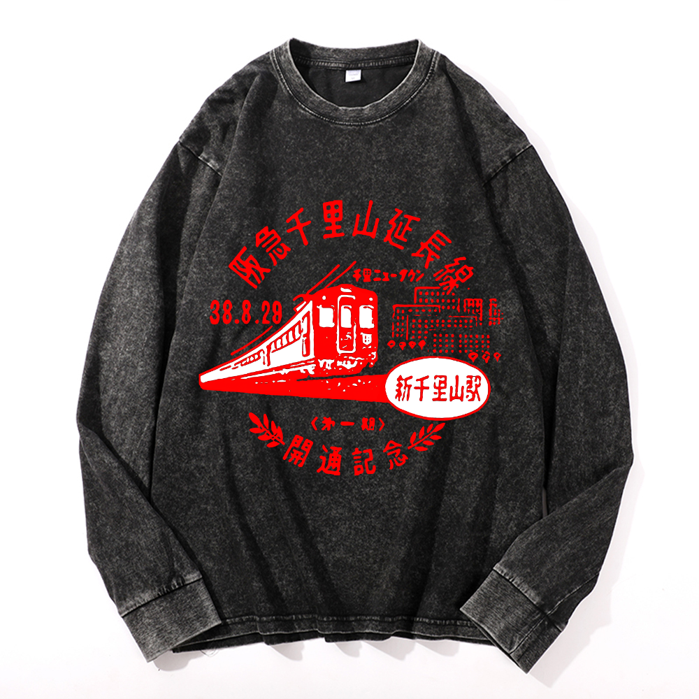 Vintage Cotton Wash Crewneck Long-Sleeve T-Shirt