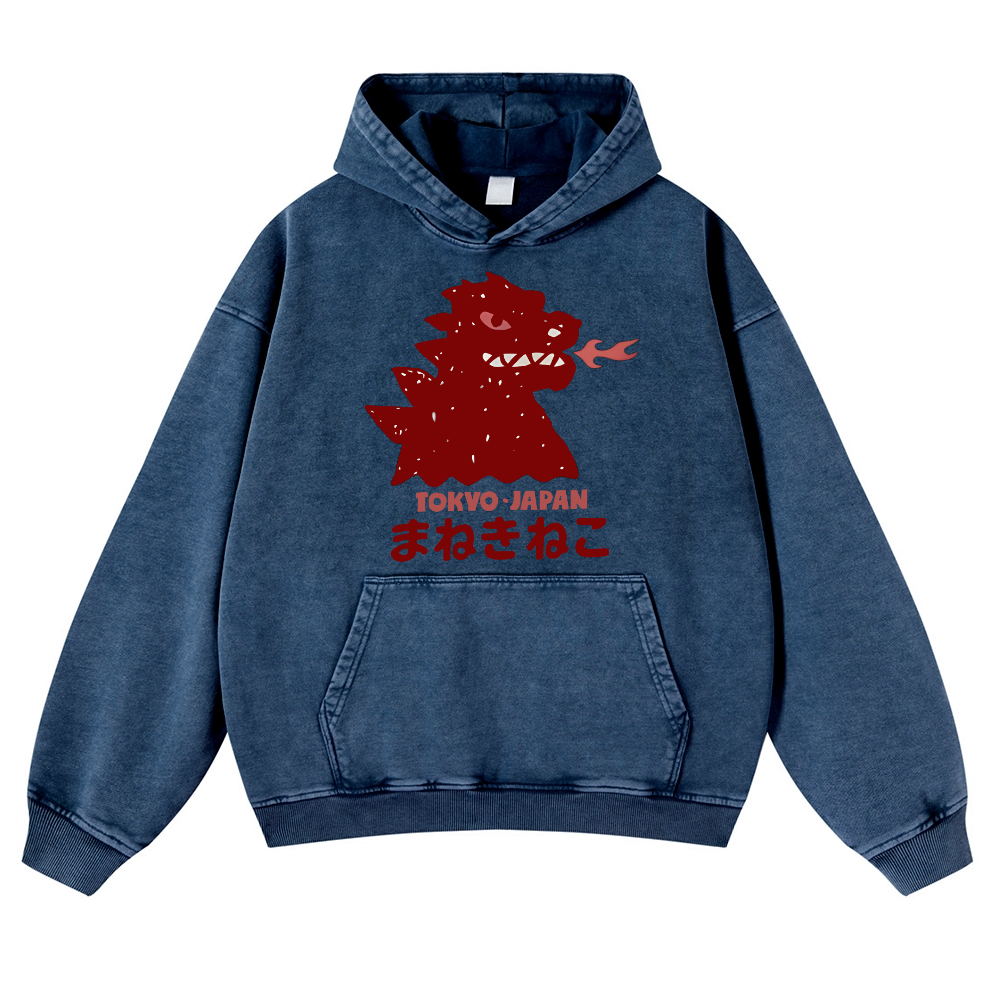 Kaiju Tokyo Japan Vintage Washed Thick Cotton Hoodie
