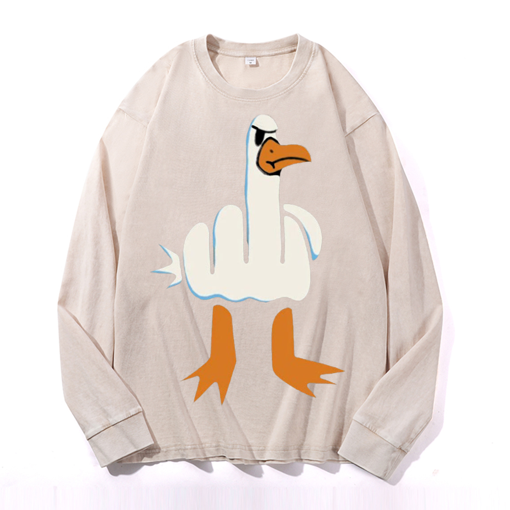 Vintage Cotton Wash Crewneck Long-Sleeve T-Shirt