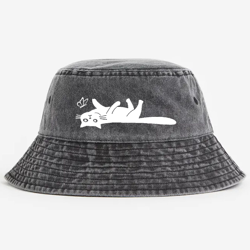 Cat Vintage 100% Cotton Bucket Hat