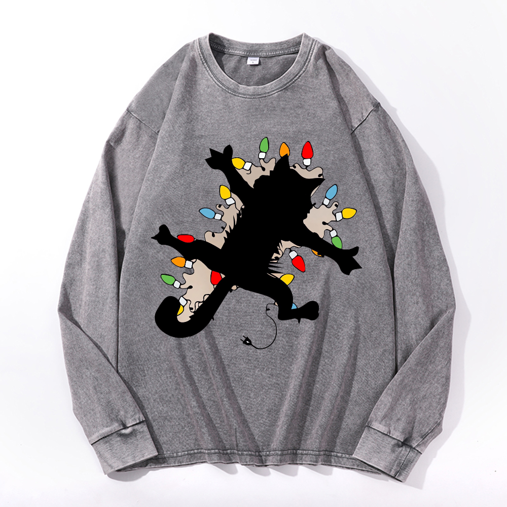 Vintage Cotton Wash Crewneck Long-Sleeve T-Shirt
