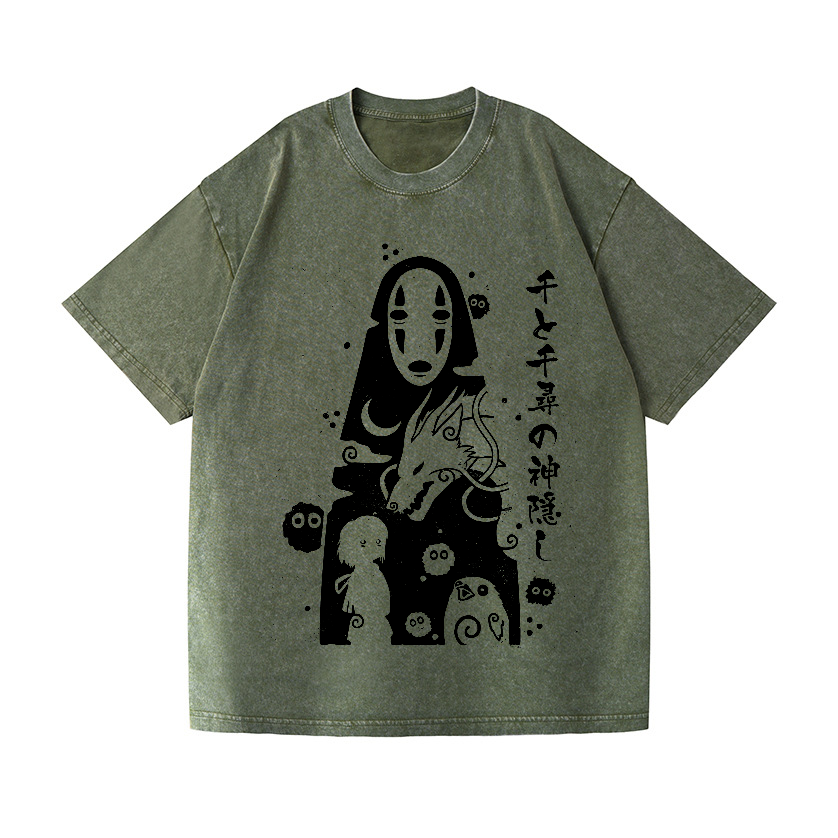 Ghibli Spirit Away No Face Kaonashi Vintage Wash Japanese Design T-Shirt