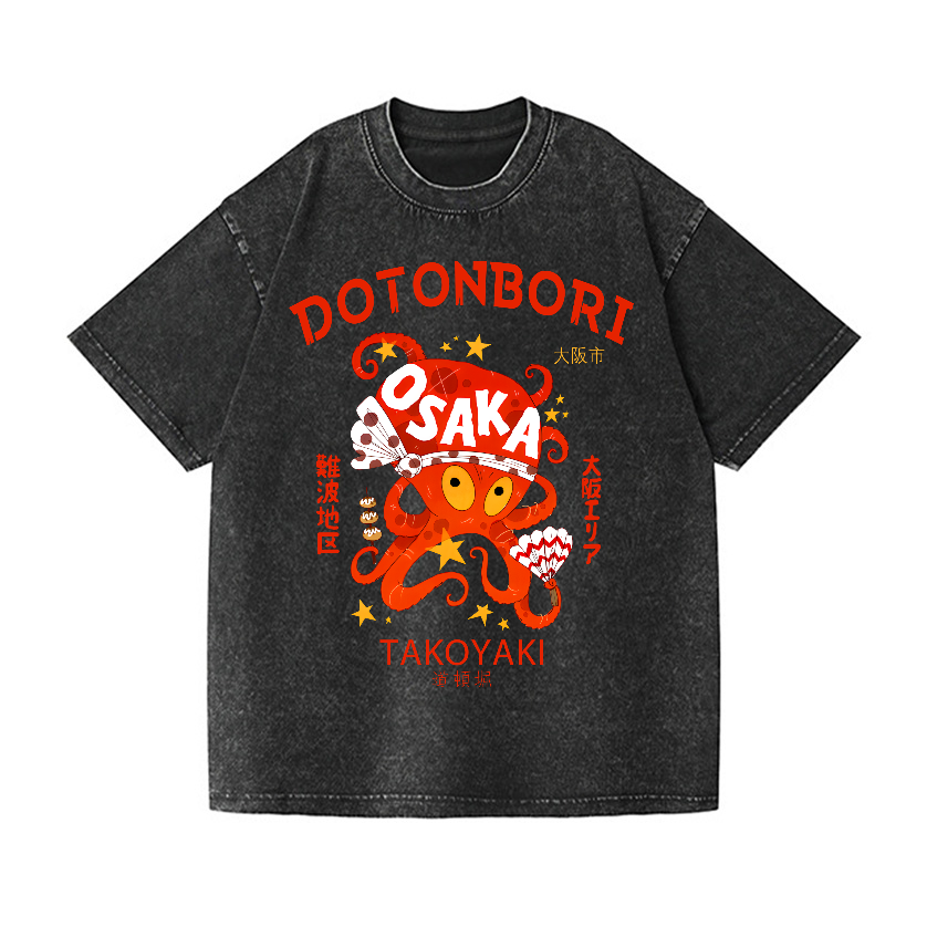 Osaka Dotonbori Vintage Wash Japanese Design T-Shirt