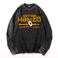 Okinawa Hattori Hanzo Vintage Cotton Wash Crewneck Long-Sleeve T-Shirt