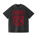 Cat Vintage Wash Japanese Design T-Shirt
