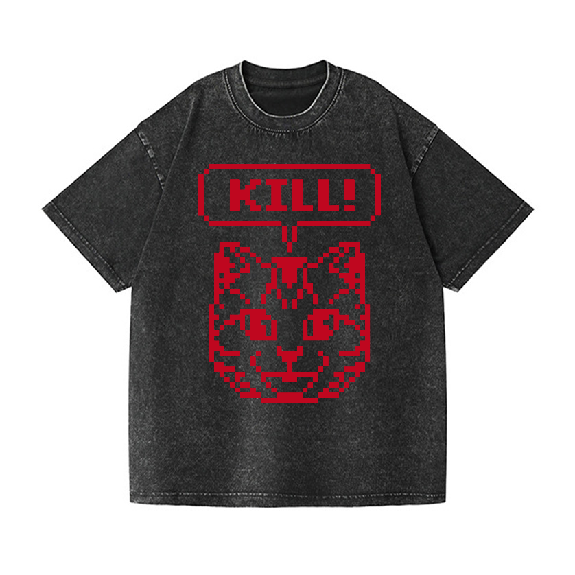 Cat Vintage Wash Japanese Design T-Shirt