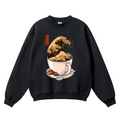 Coffee Great Wave Vintage Cotton Blend Crewneck Sweatshirt