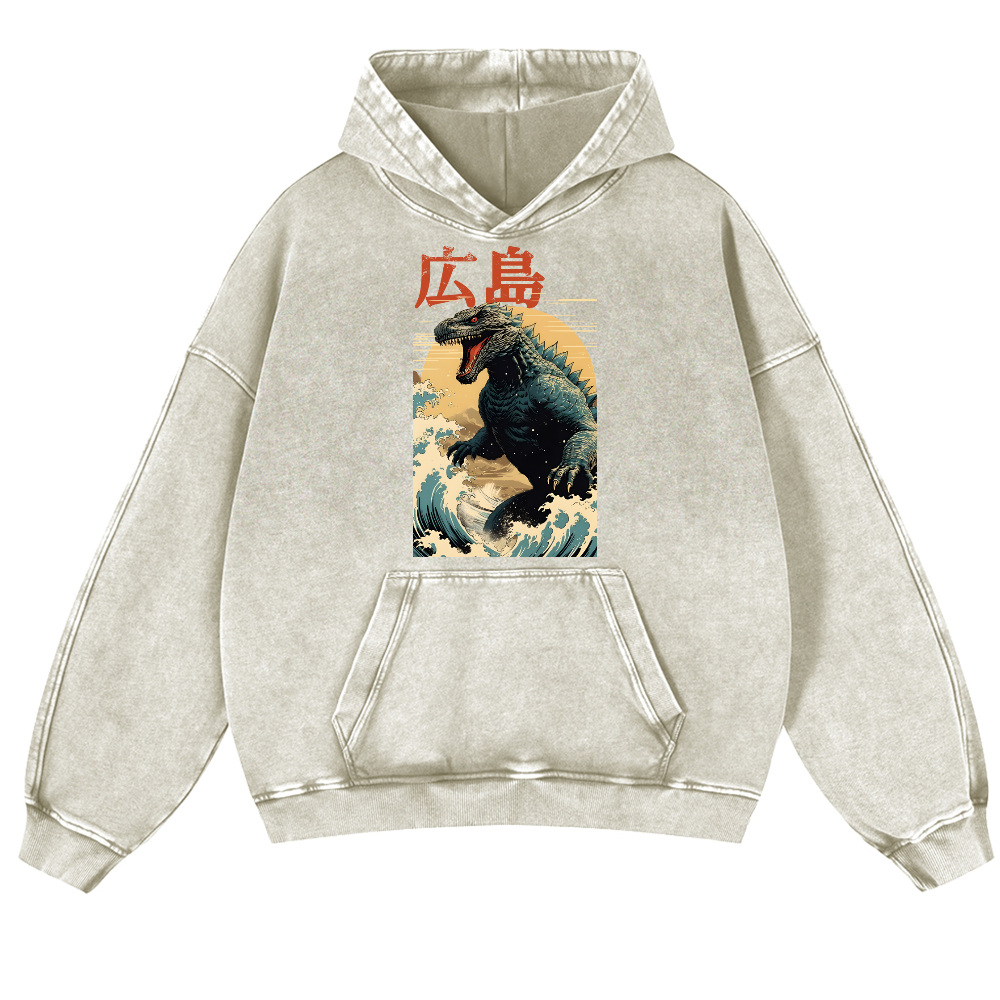 Hiroshima Kaiju Vintage Washed Thick Cotton Hoodie