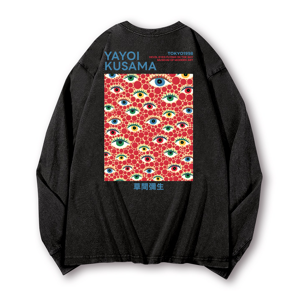 Yayoi Kusama Vintage Washed Cotton Back Art Long-sleeve T-shirt
